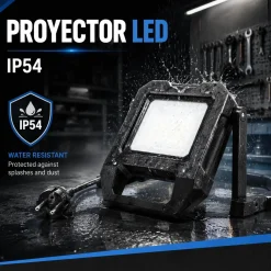 Proyector LED de trabajo con cable y soporte - 30W - 6500K - IP54