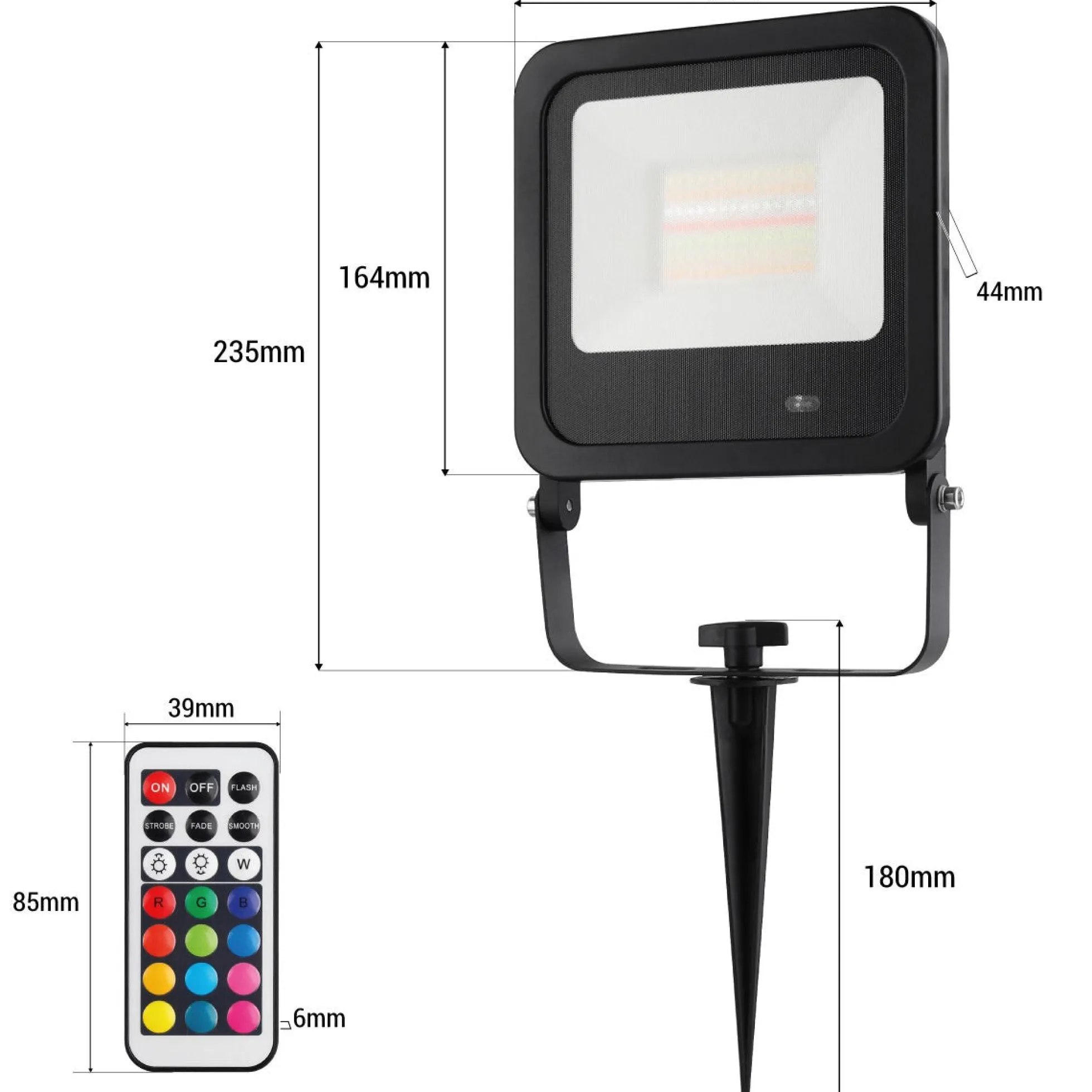 Proyector LED exterior RGBW con mando - IP65 - 120º- 50W
