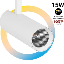 Proyector LED para carril monofásico - CCT - 15W - CRI 90 - Driver KGP