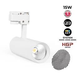 Proyector LED para carril monofásico - CCT - 15W - CRI 90 - Driver KGP