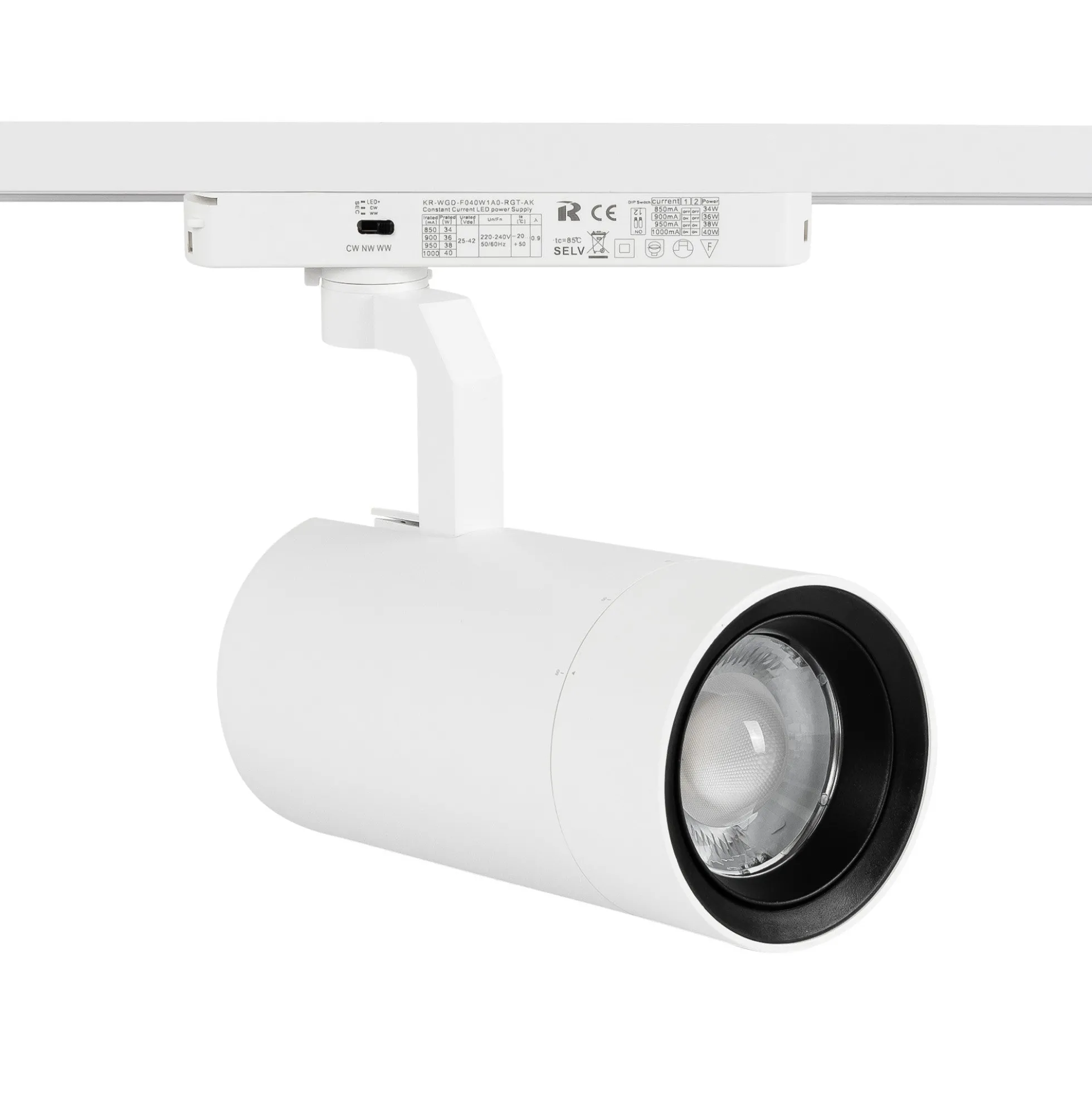 Proyector LED para carril Monofasico 35W CCT - ZOOM 20º- 60º - CRI 90