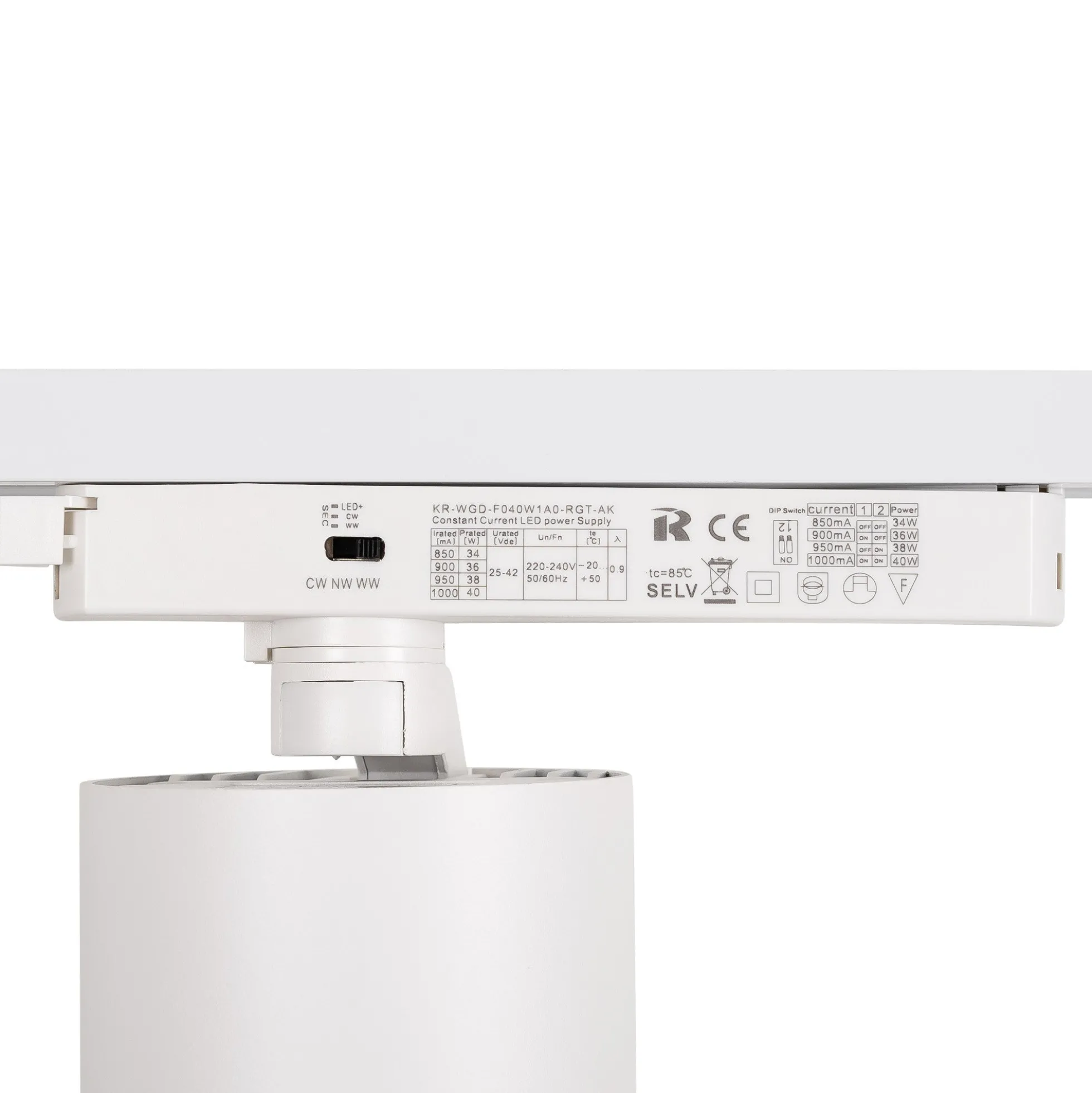 Proyector LED para carril Monofasico 35W CCT - ZOOM 20º- 60º - CRI 90