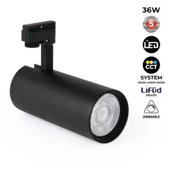 Proyector LED para carril monofásico - 36W - CCT - TRIAC regulable - CRI90