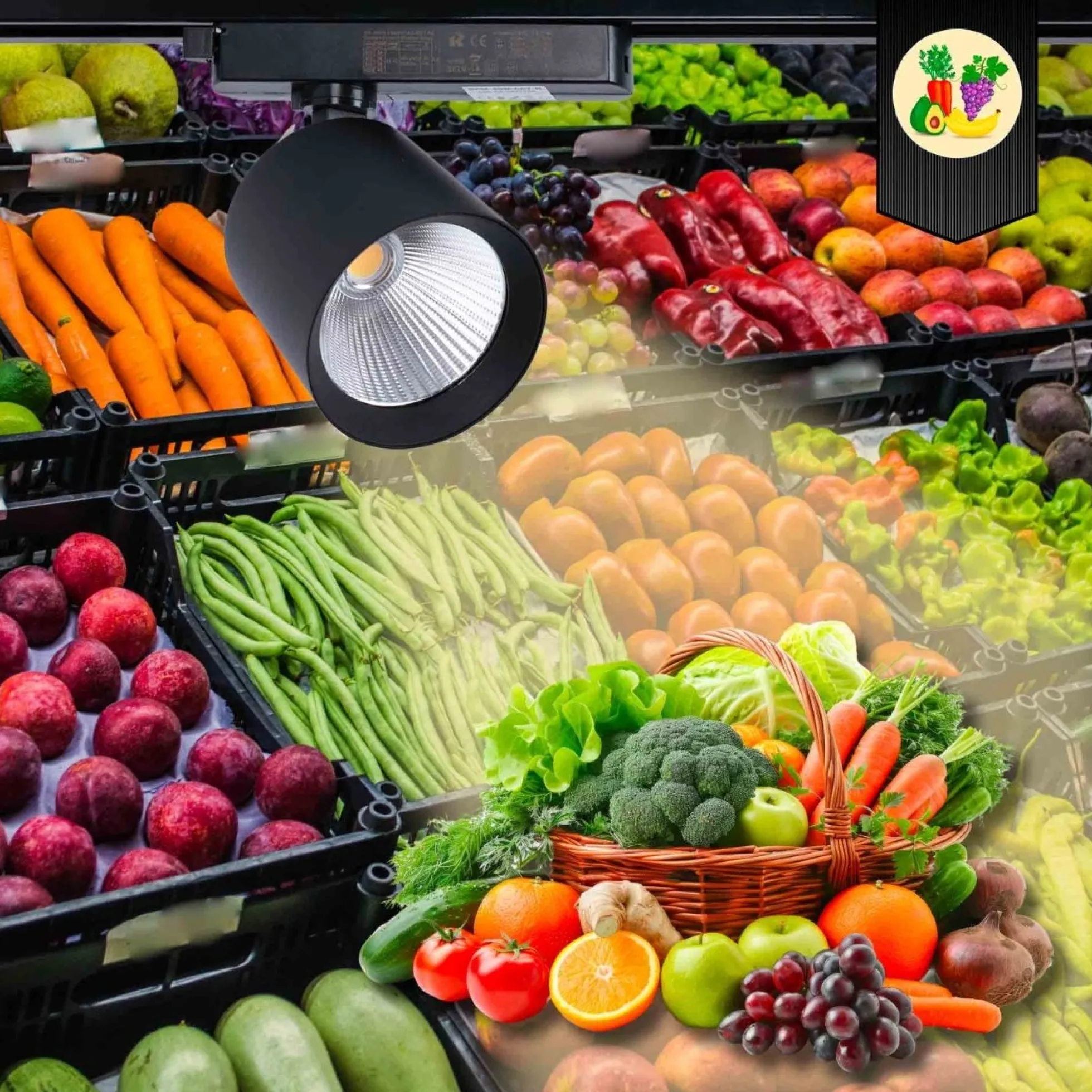 Proyector LED para carril monofásico 40W - Fruterías y verdulerías