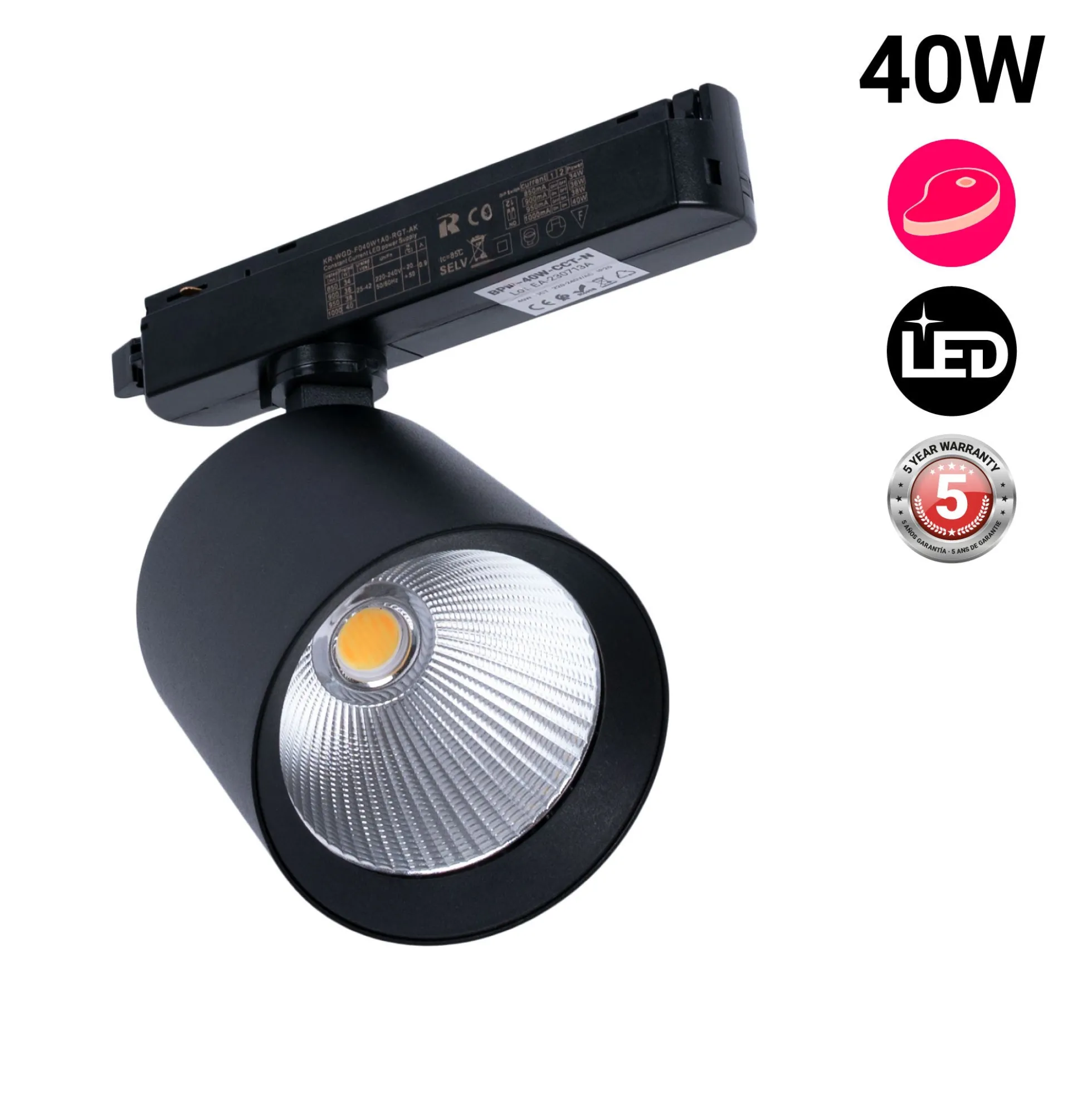 Proyector LED para carril monofásico 40W - Carnicerías