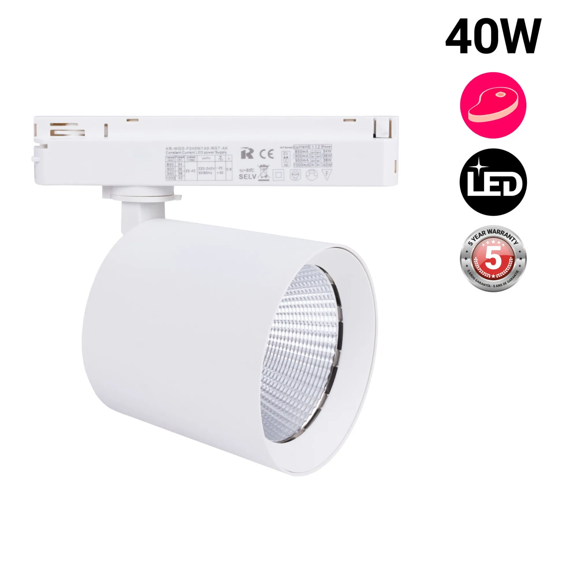 Proyector LED para carril monofásico 40W - Carnicerías