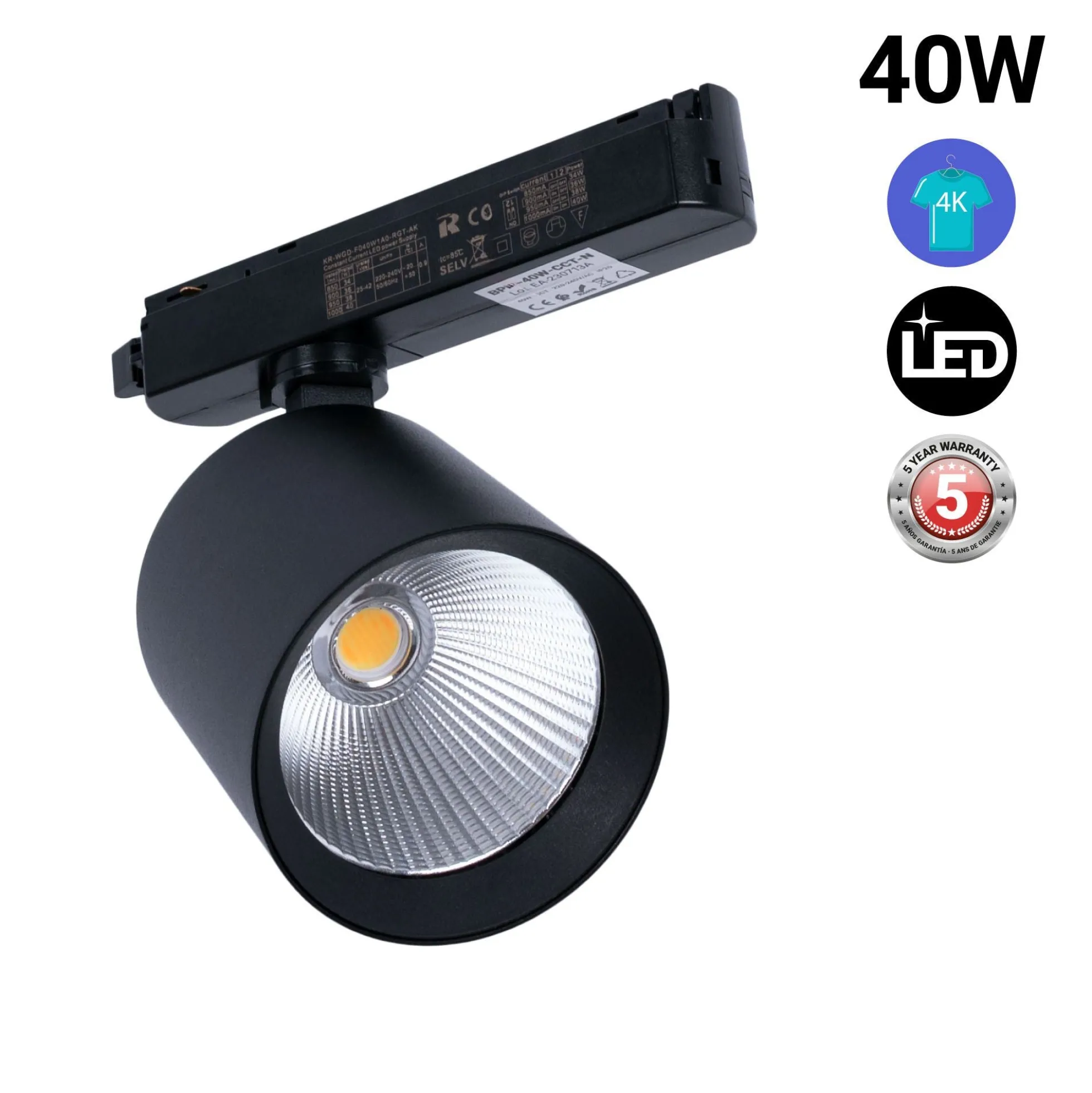 Proyector LED para carril monofásico 40W - Moda y retail