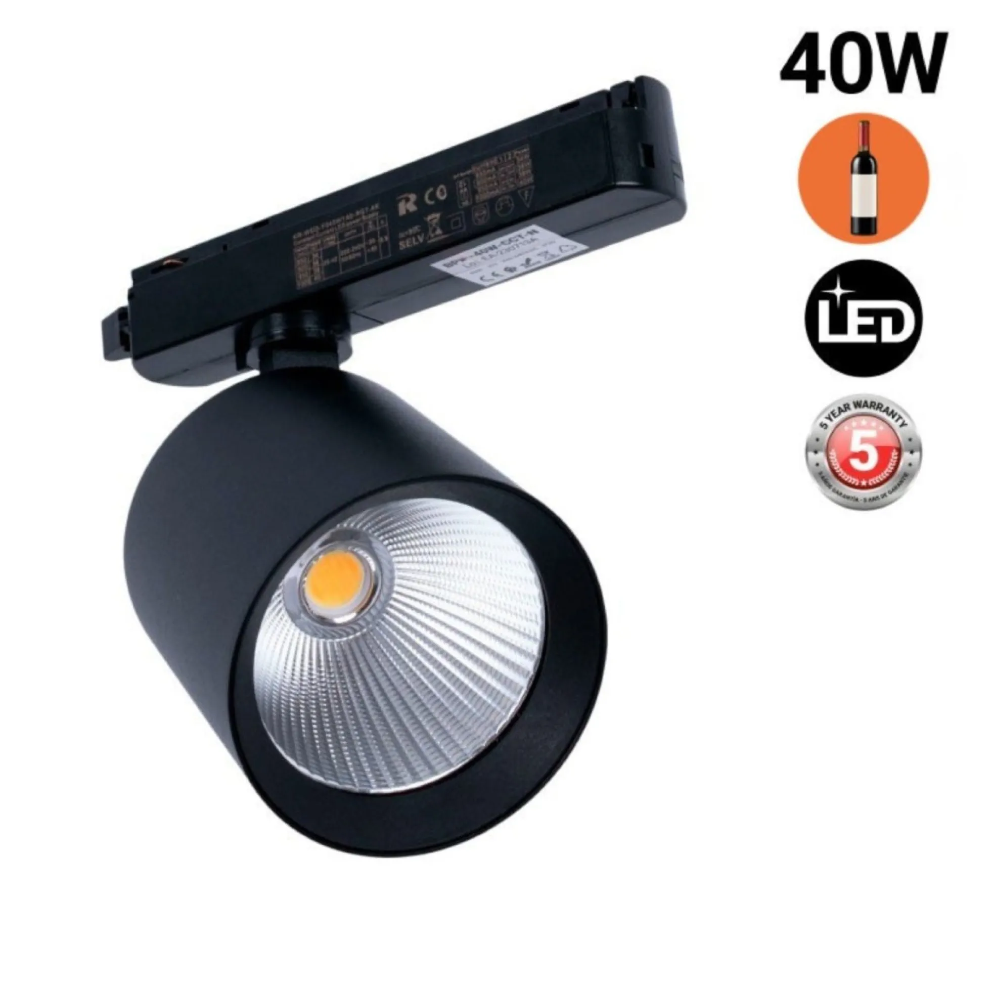 Proyector LED para carril monofásico - 40W - Vinotecas