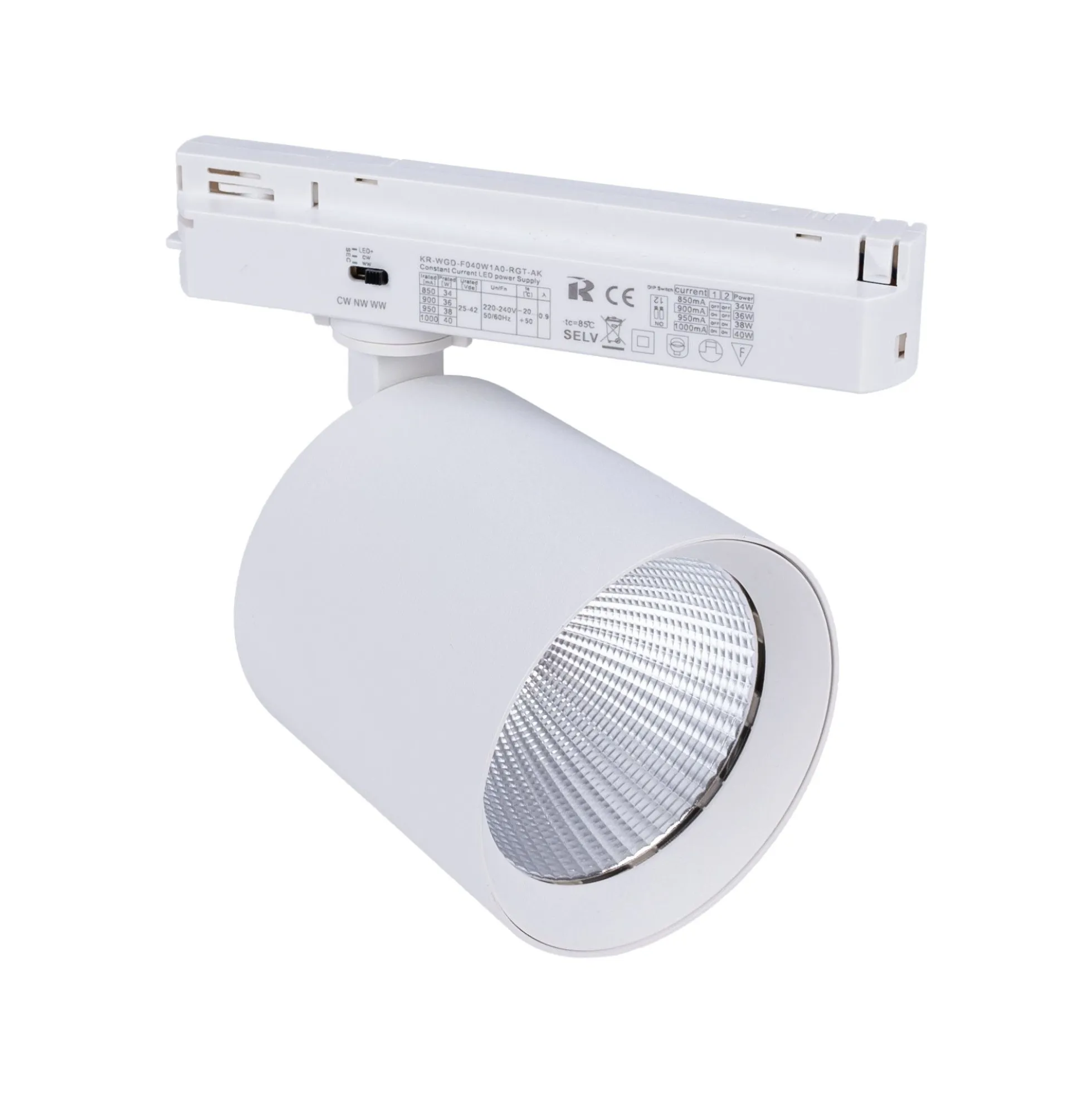 Proyector LED para carril monofásico CCT - 40W - CRI 90