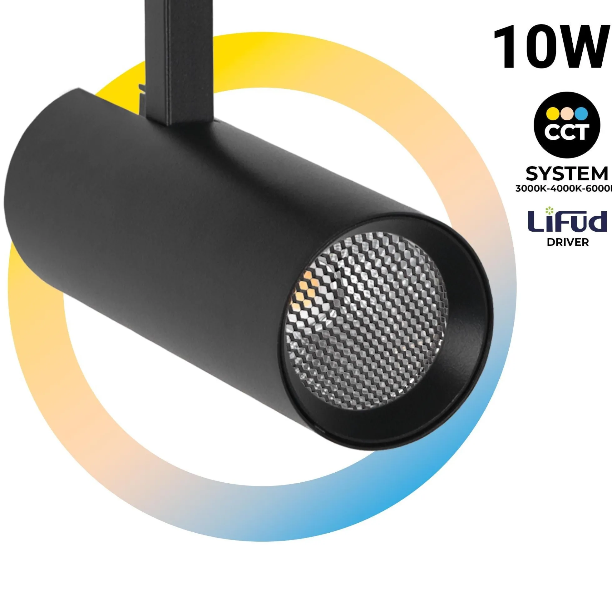 Proyector LED para carril trifásico - 10W - CCT - CRI90 - 860 lm