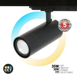 Proyector LED para carril trifásico - Potencia ajustable + ZOOM: 25W/30W/35W - CCT