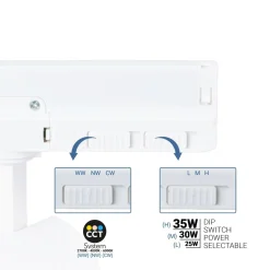 Proyector LED para carril trifásico - Potencia ajustable + ZOOM: 25W/30W/35W - CCT