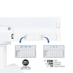 Proyector LED para carril trifásico - Potencia ajustable + ZOOM: 15W/20W/25W - CCT