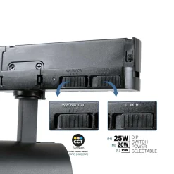 Proyector LED para carril trifásico - Potencia ajustable + ZOOM: 15W/20W/25W - CCT