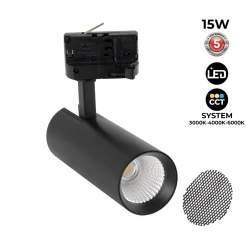 Proyector LED para carril trifásico 15W - CCT - CRI90 - 1350 lm