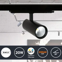 Proyector LED para carril trifásico 20W - DALI - CCT - CRI90 - Chip OSRAM