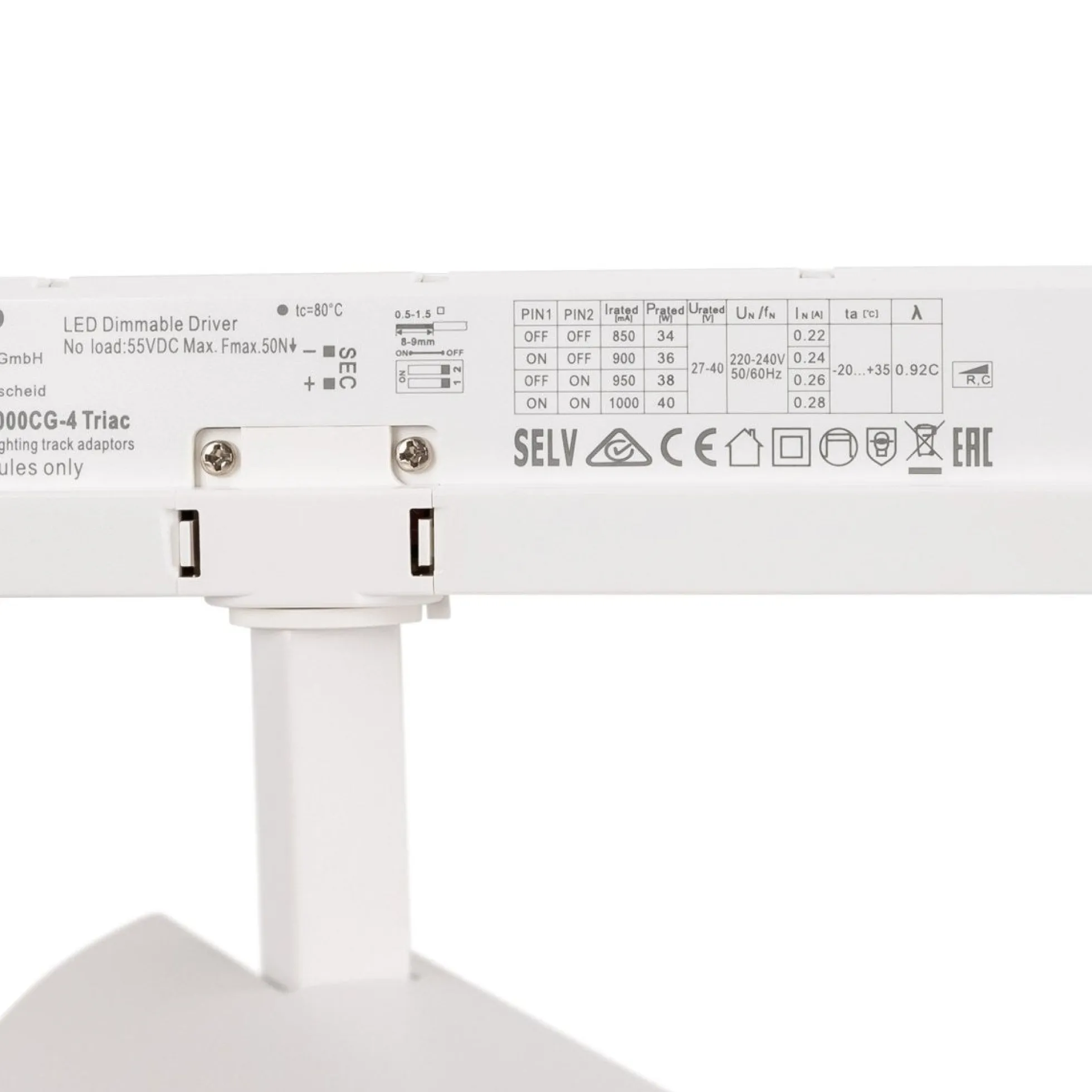 Proyector LED para carril trifásico 36W - CCT - TRIAC regulable - CRI90 - 3300 lm