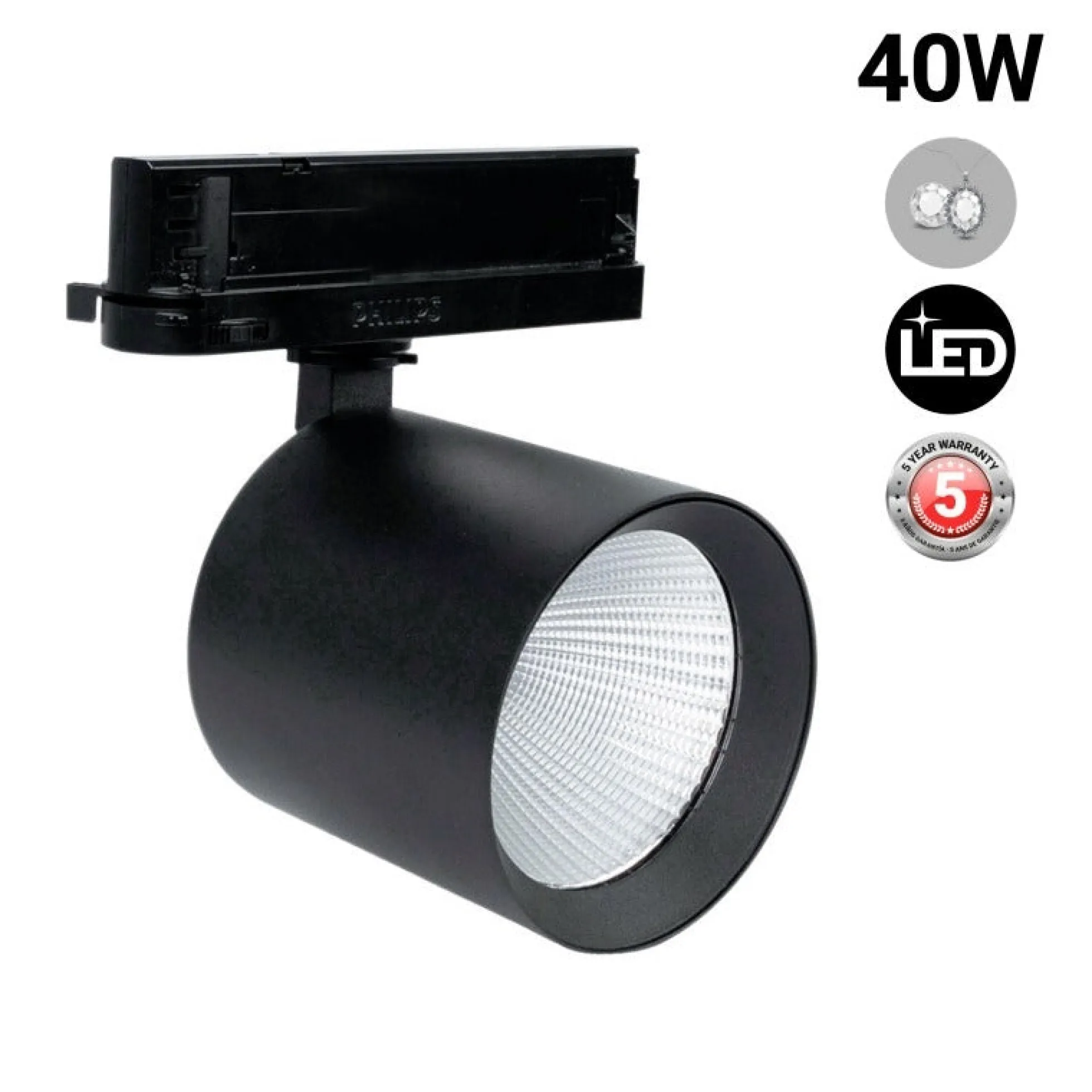 Proyector LED para carril trifásico - 40W - Joyerías - Driver Philips Xitanium