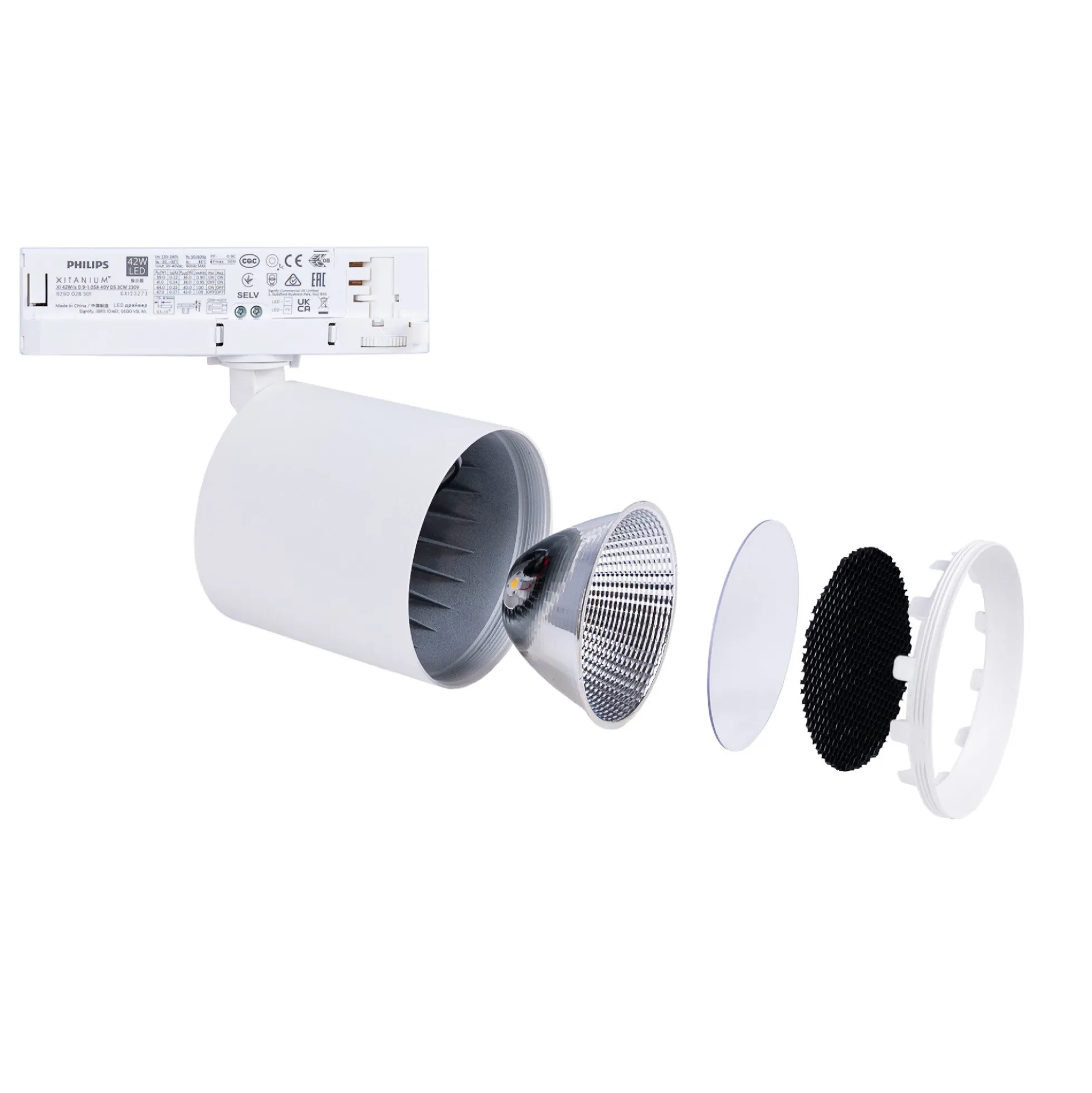 Proyector LED para carril trifásico 4000K - 40W - CRI 95 - Driver Philips Xitanium