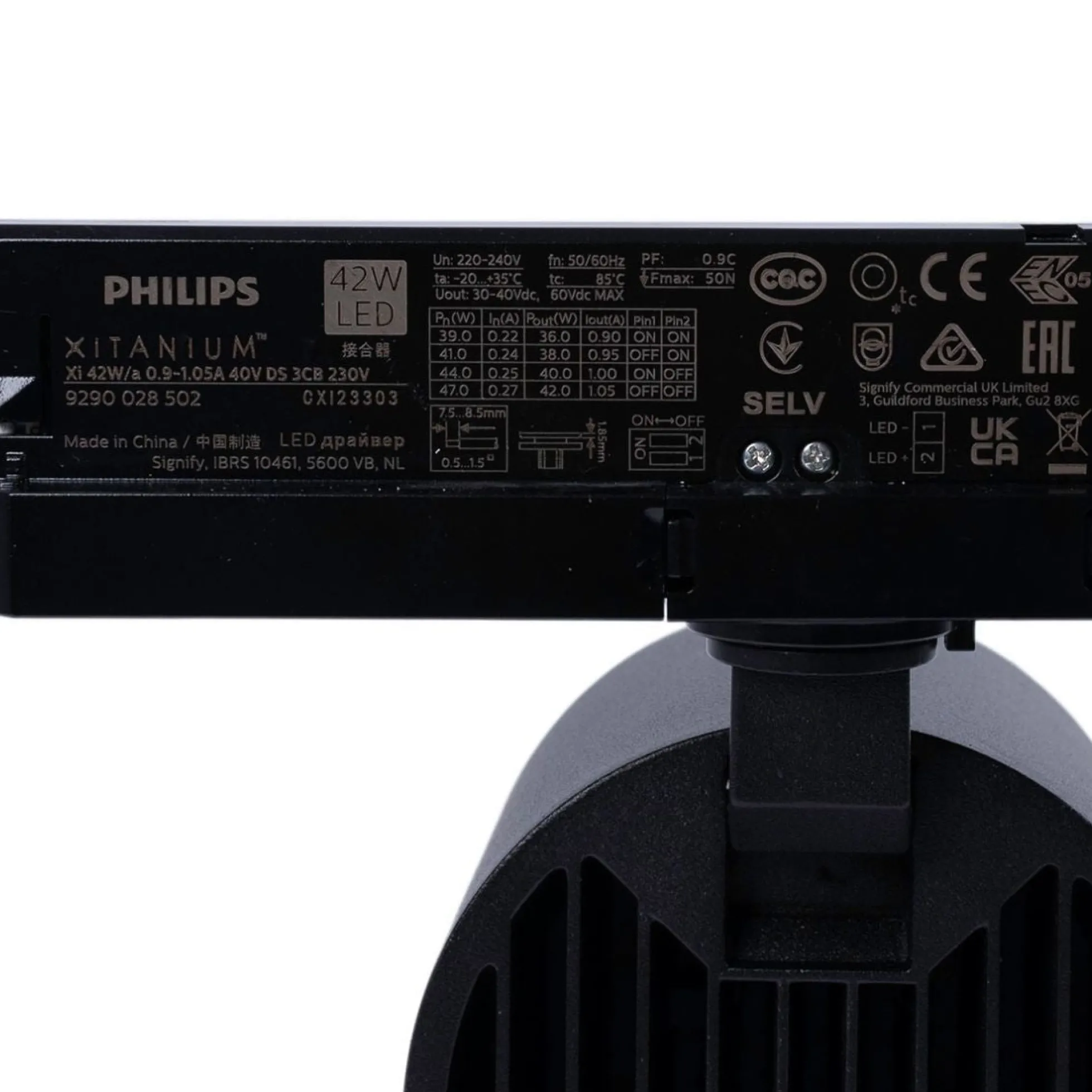 Proyector LED para carril trifásico 4000K - 40W - CRI 95 - Driver Philips Xitanium
