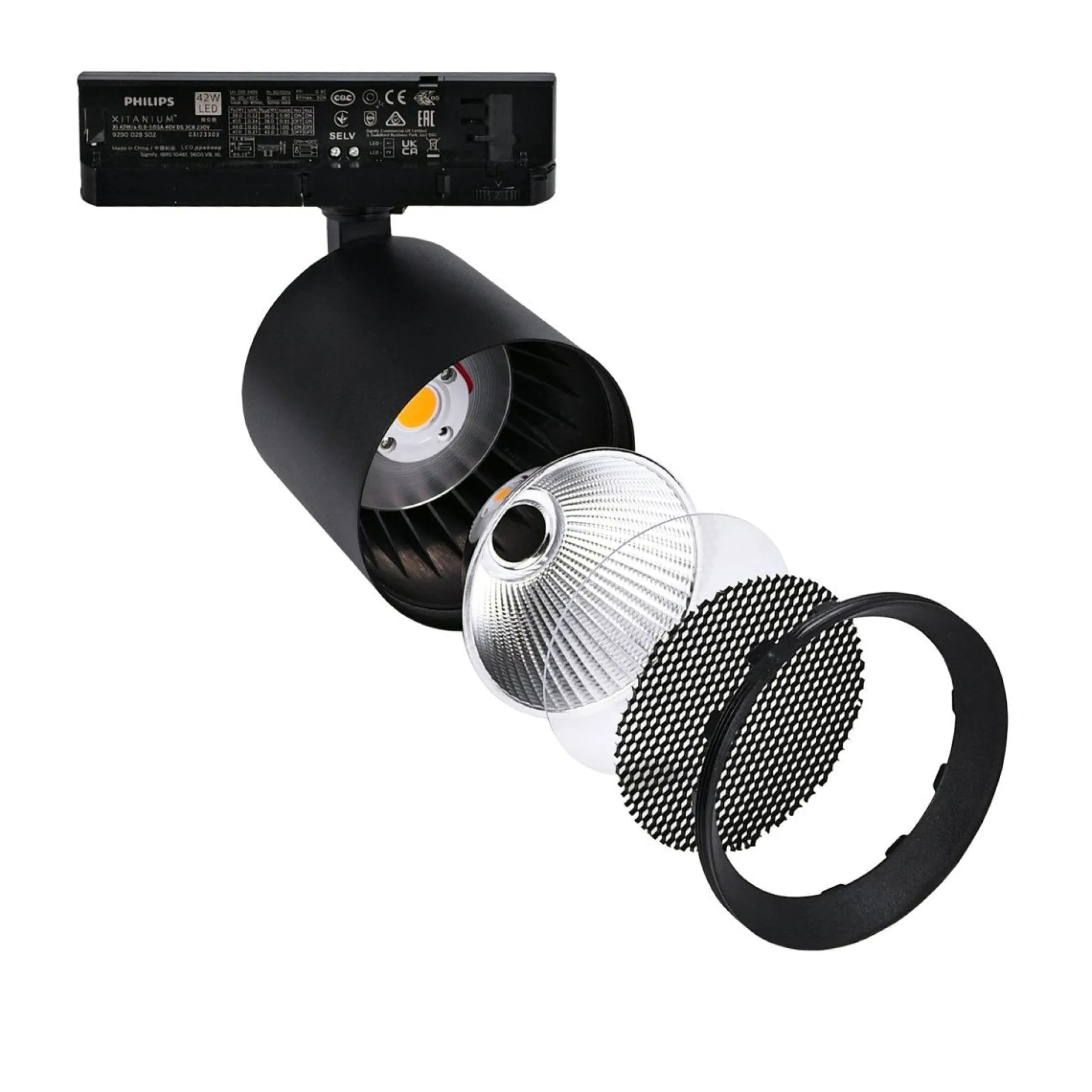 Proyector LED para carril trifásico 4000K - 40W - CRI 95 - Driver Philips Xitanium