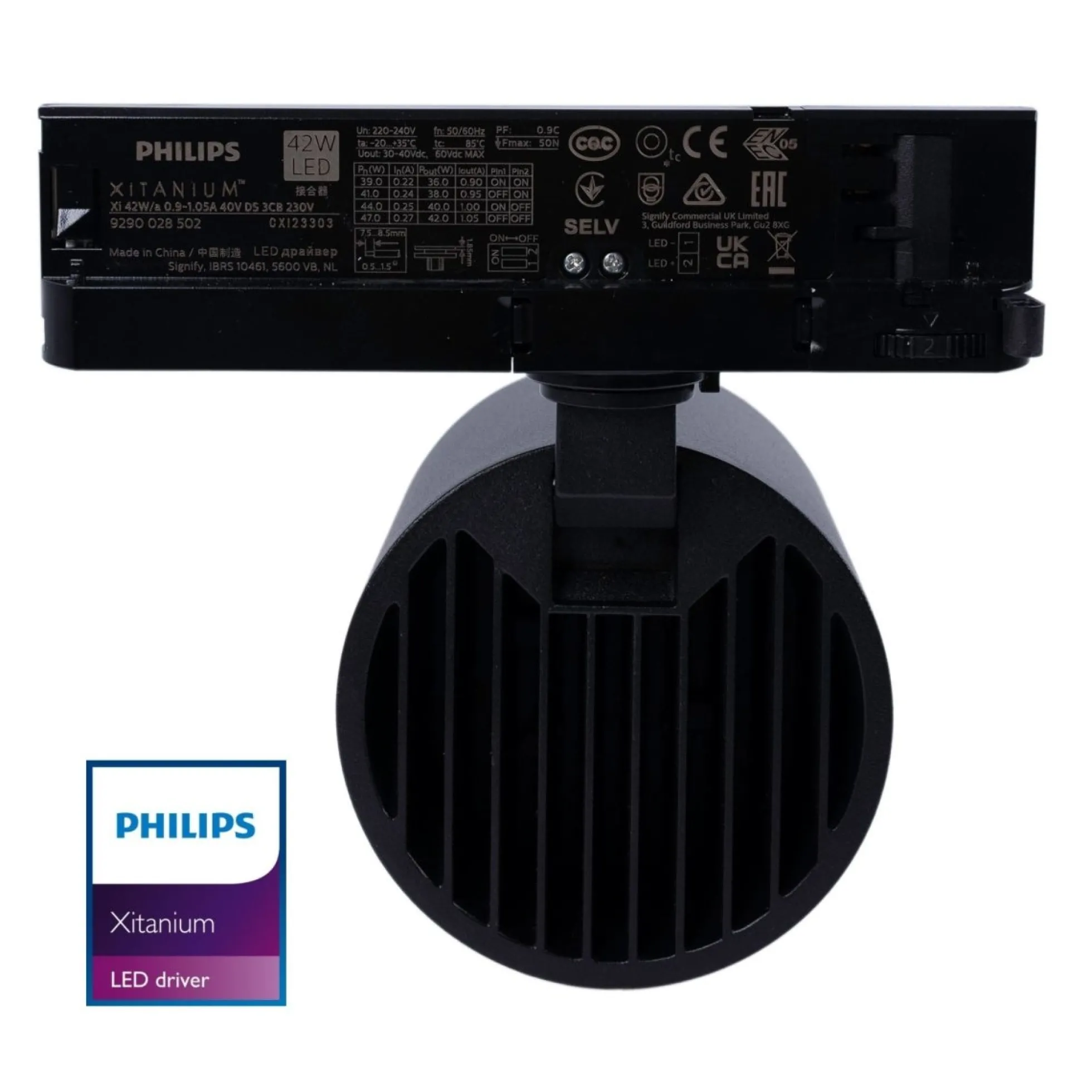 Proyector LED para carril trifásico 4000K - 40W - CRI 95 - Driver Philips Xitanium