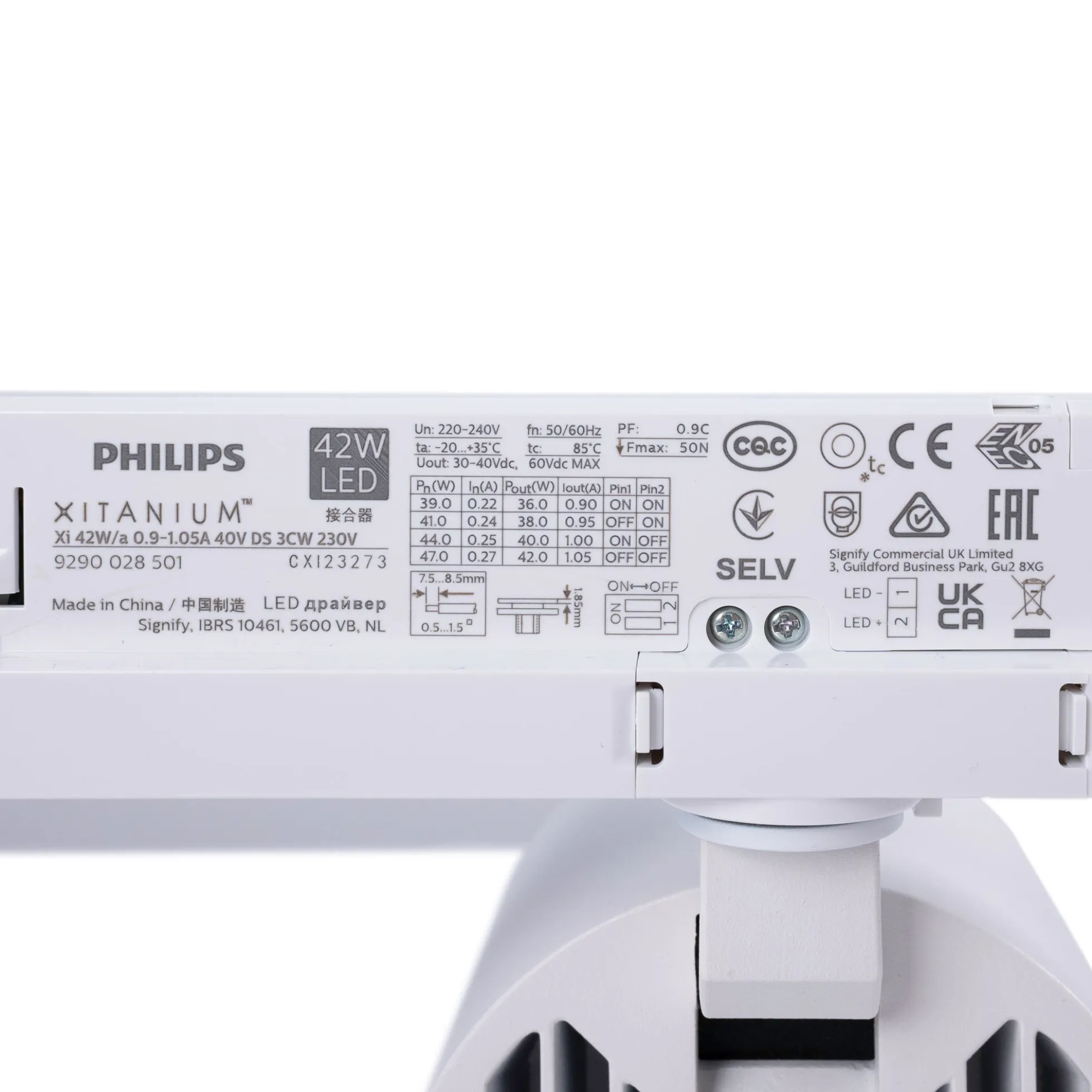 Proyector LED para carril trifásico 4000K - 40W - CRI 95 - Driver Philips Xitanium