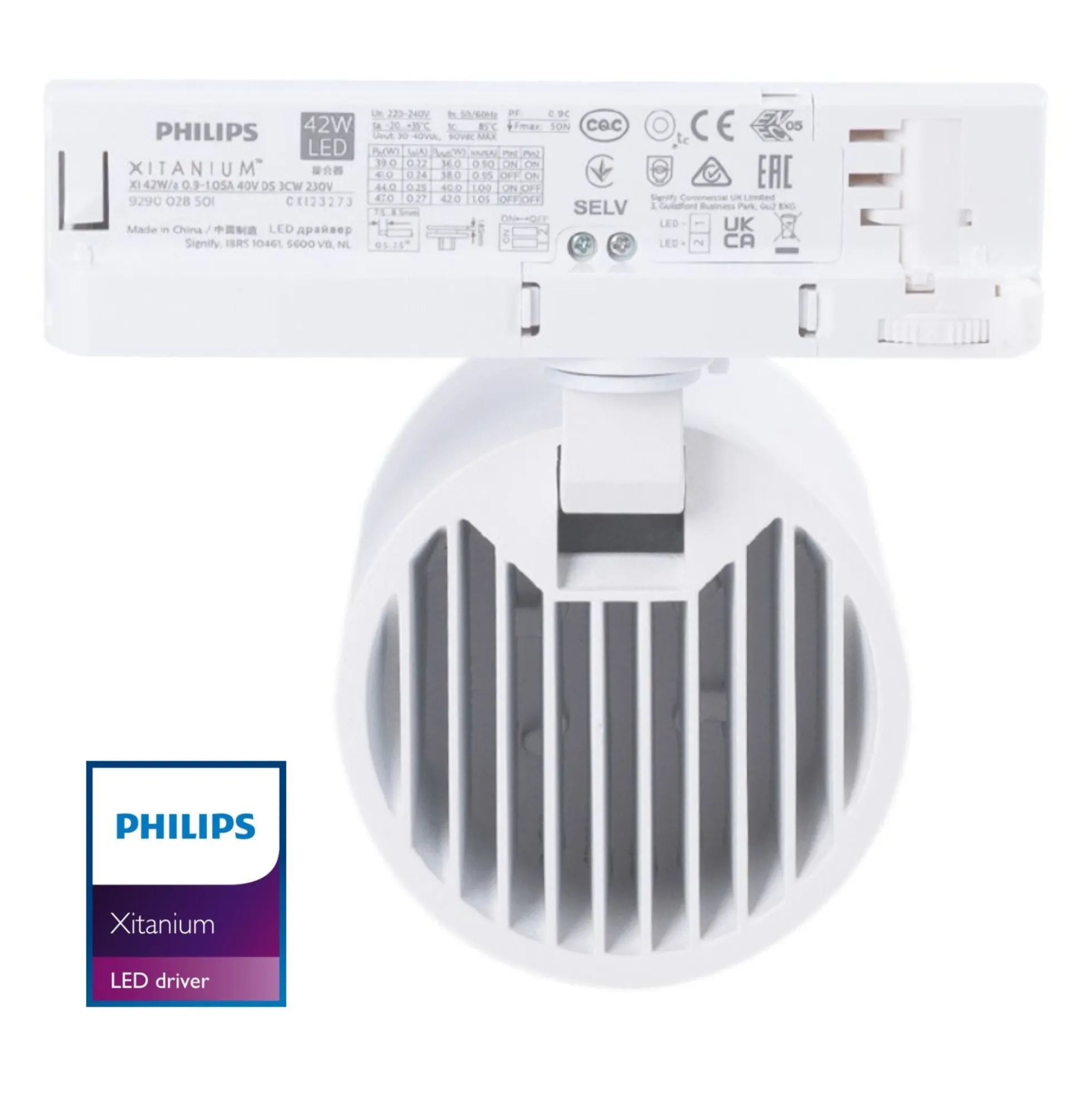 Proyector LED para carril trifásico 4000K - 40W - CRI 95 - Driver Philips Xitanium