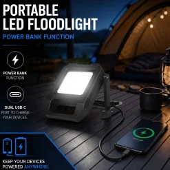 Proyector LED portátil de trabajo con batería - USB+USBC - 10W - 6500K - IP54