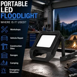 Proyector LED portátil de trabajo con batería - USB+USBC - 10W - 6500K - IP54