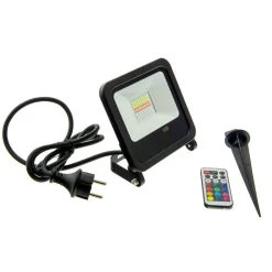 Proyector LED RGB 30W IP65 con mando 24 teclas y estaca