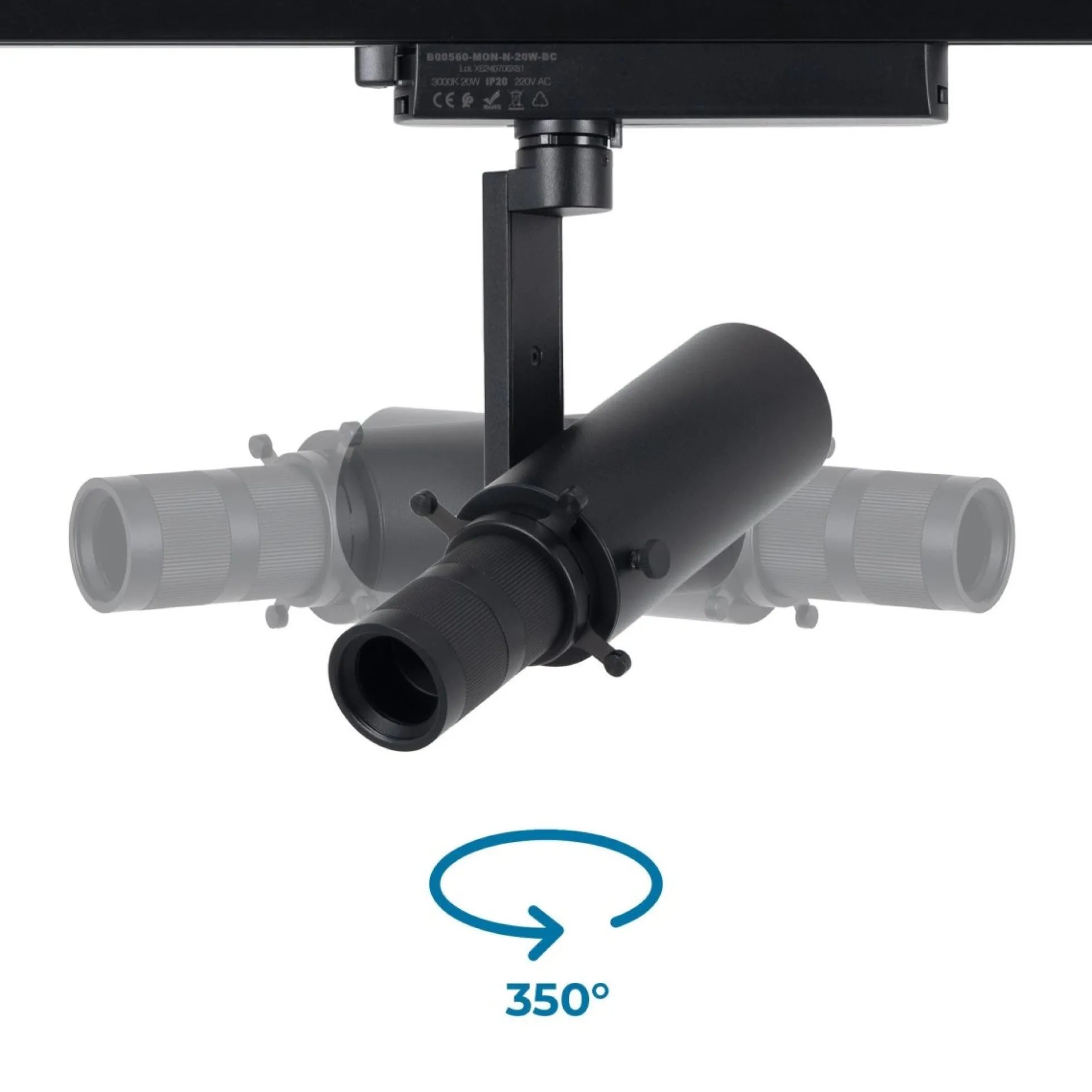 Proyector shapeable para carril monofásico - 20W - 20º-35