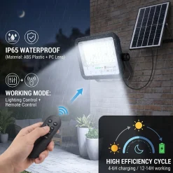 Proyector solar con panel y mando a distancia - 50W - 6500K - IP65