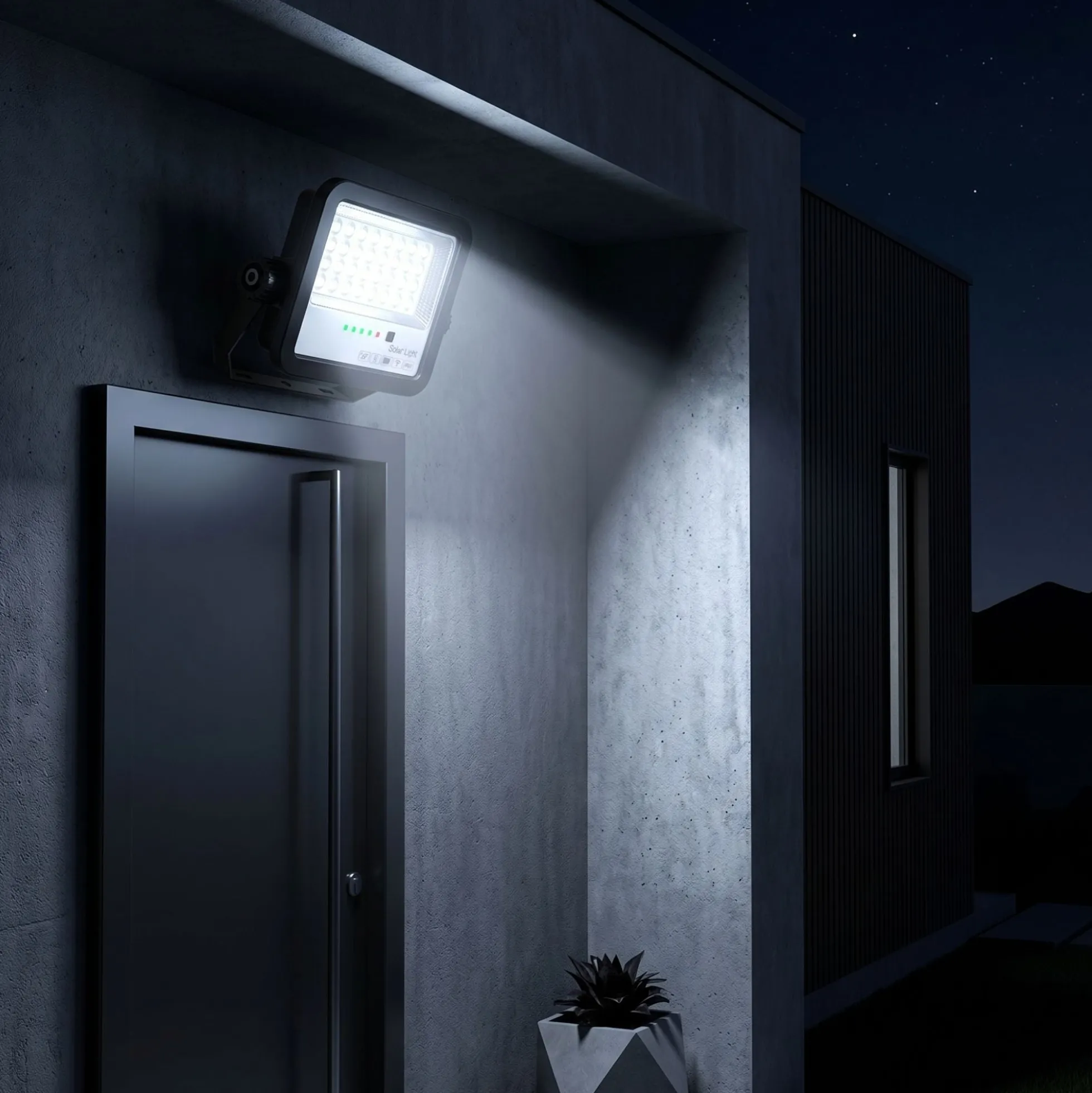 Proyector solar con panel y mando a distancia - 50W - 6500K - IP65