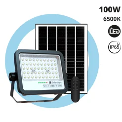 Proyector solar con panel y mando a distancia - 100W - Medium - 6500K - IP65