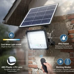 Proyector solar con panel y mando a distancia - 100W - Medium - 6500K - IP65