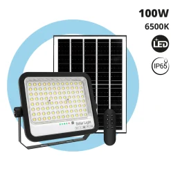 Proyector solar con panel y mando a distancia - 100W - Large - 6500K - IP65