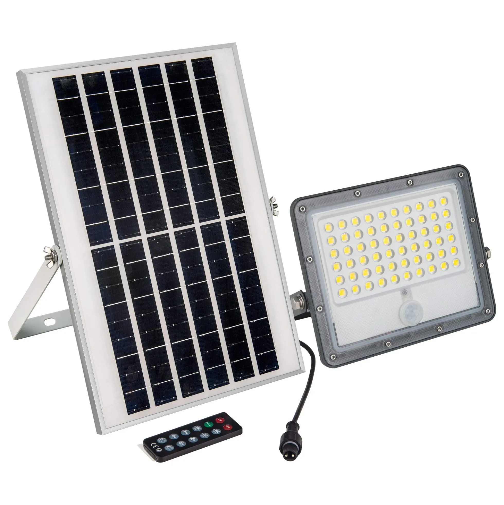 Proyector solar de seguridad 32W - Sensor PIR y mando a distancia - 4000K - IP65