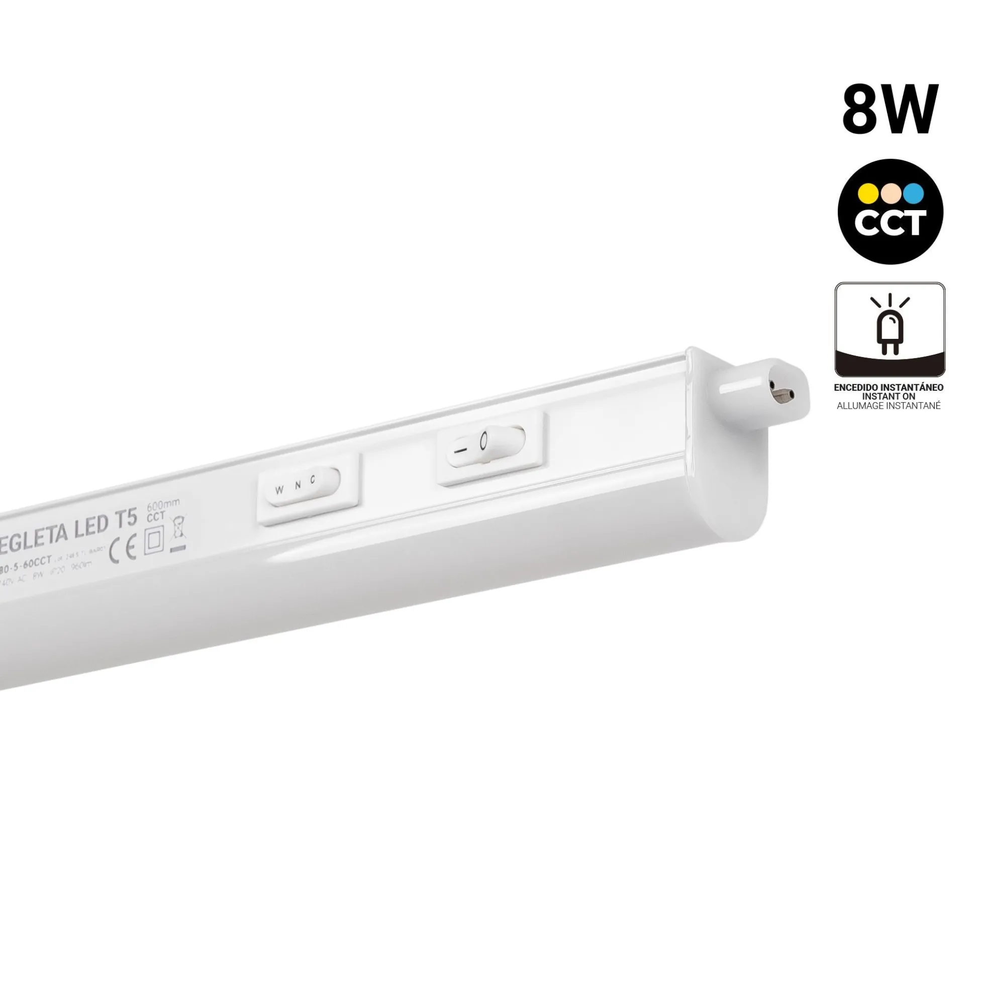 Regleta LED bajo mueble T5 - 8W - CCT - 60 cm - Opal