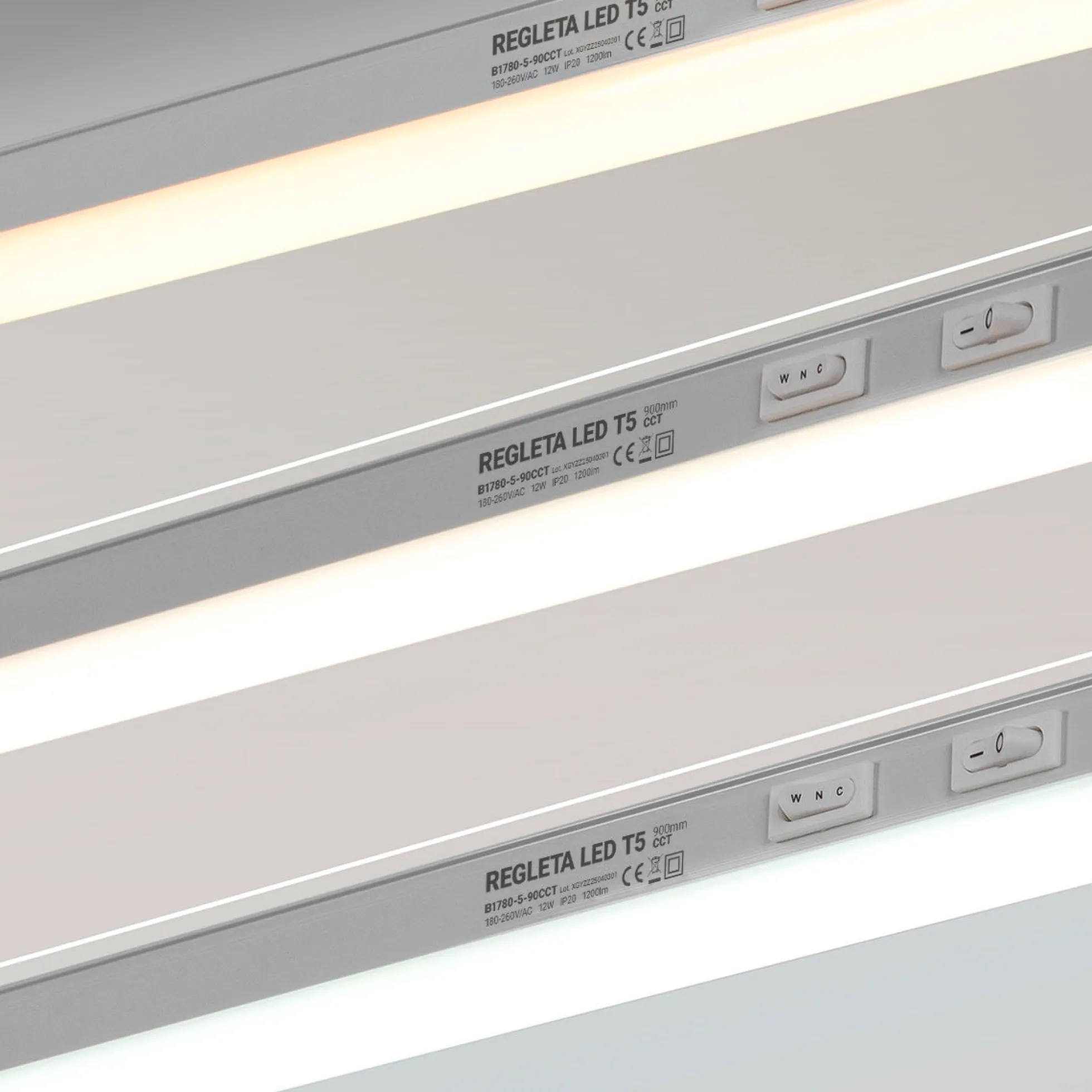 Regleta LED bajo mueble T5 12W CCT 90 cm | Luz blanca ajustable + interruptor