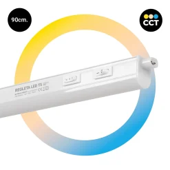 Regleta LED bajo mueble T5 12W CCT 90 cm | Luz blanca ajustable + interruptor
