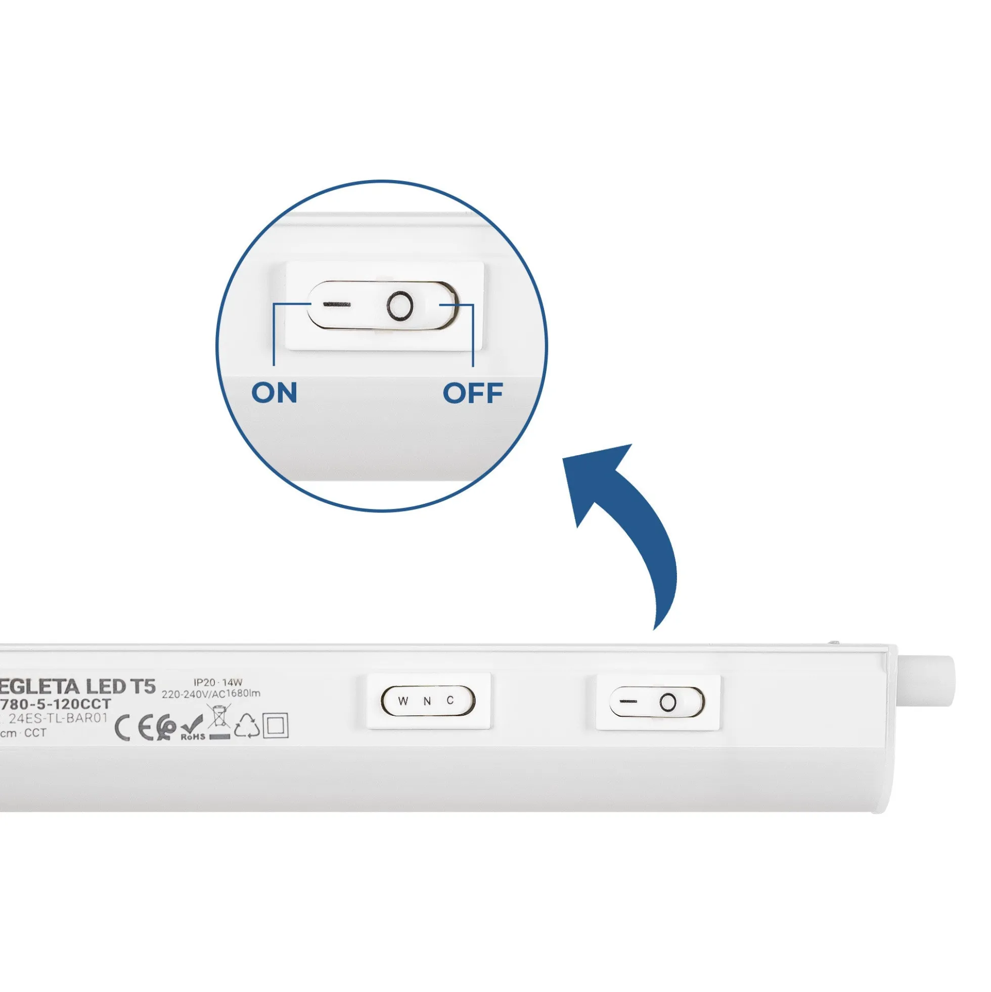 Regleta LED bajo mueble T5 - 14W - CCT - 120 cm - Opal
