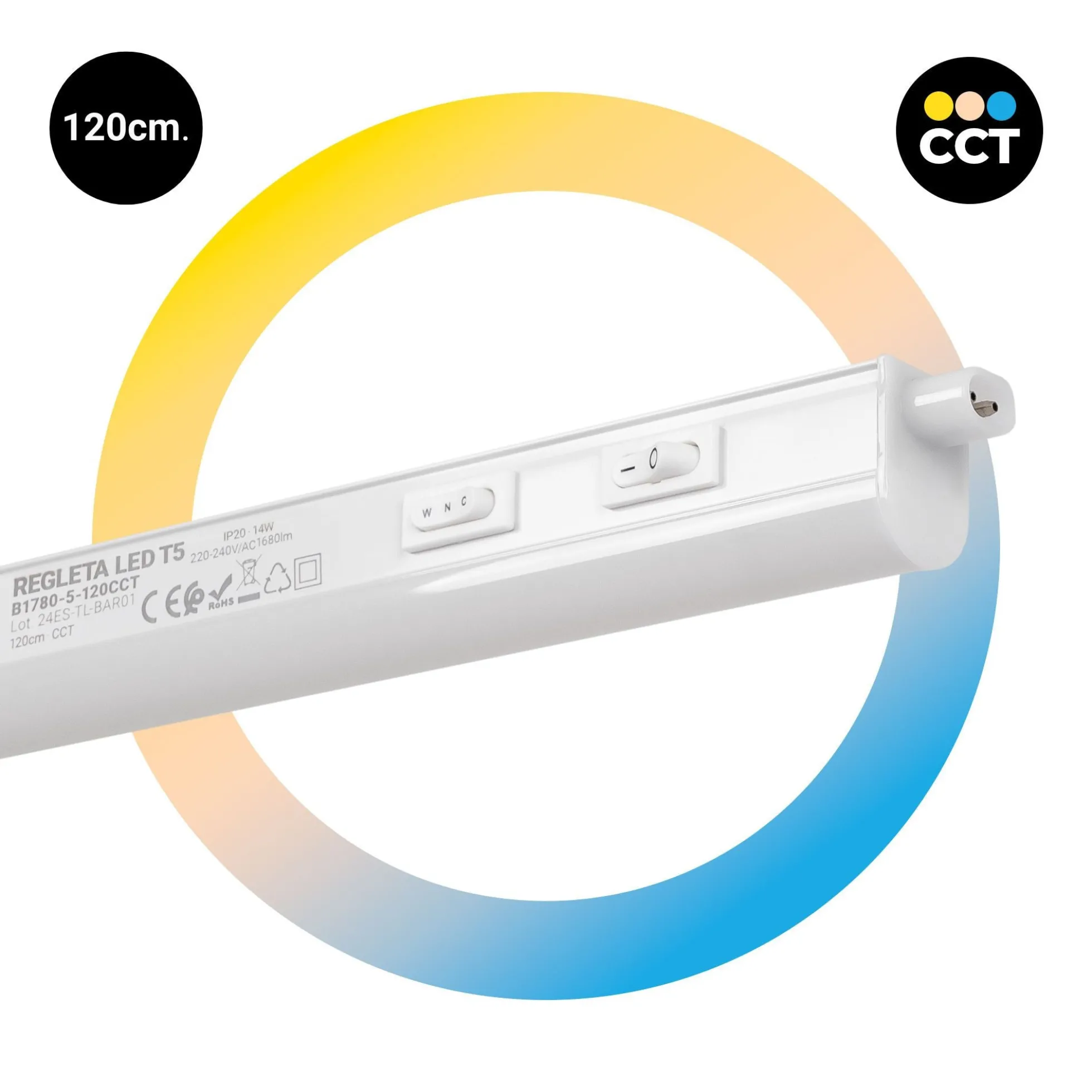 Regleta LED bajo mueble T5 - 14W - CCT - 120 cm - Opal