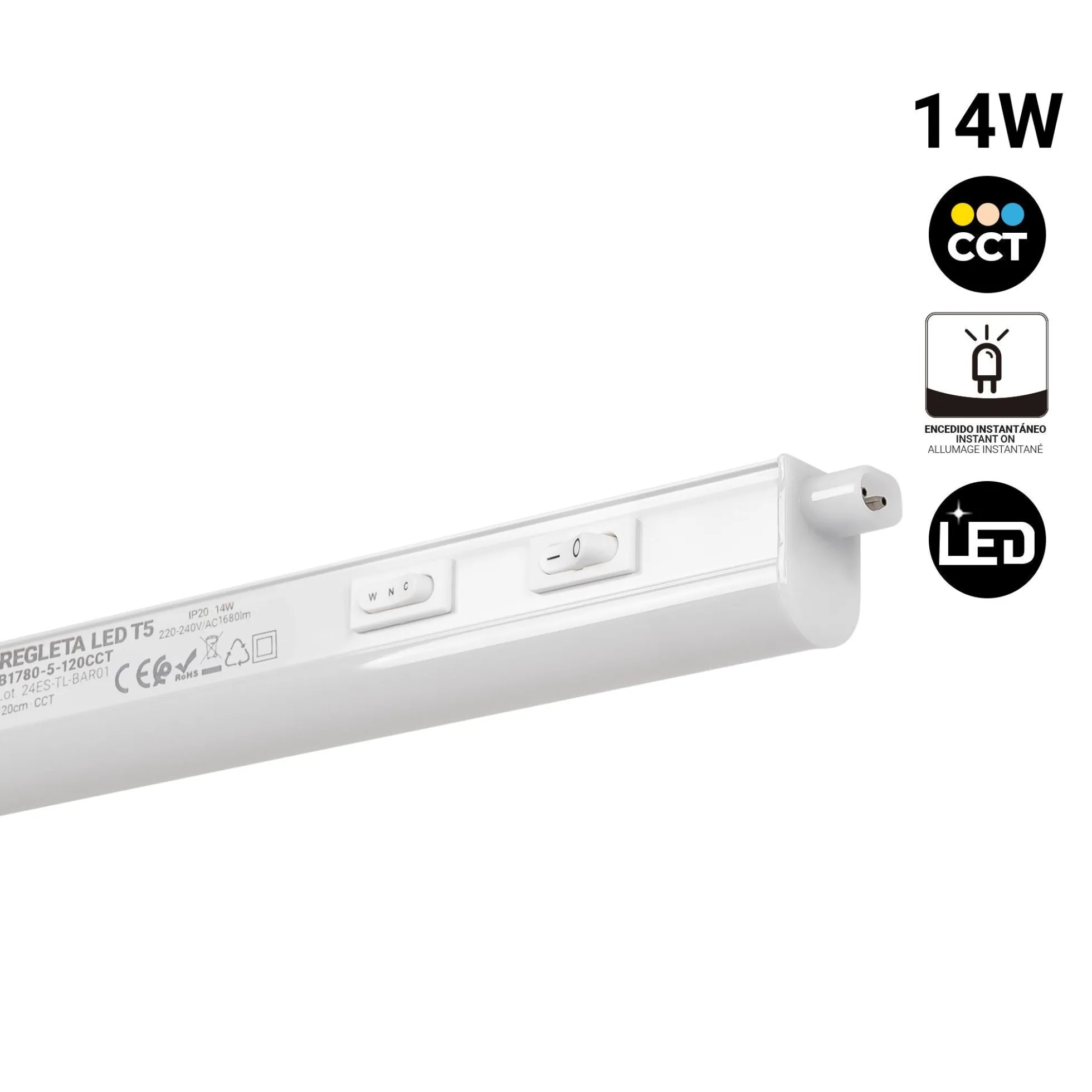 Regleta LED bajo mueble T5 - 14W - CCT - 120 cm - Opal