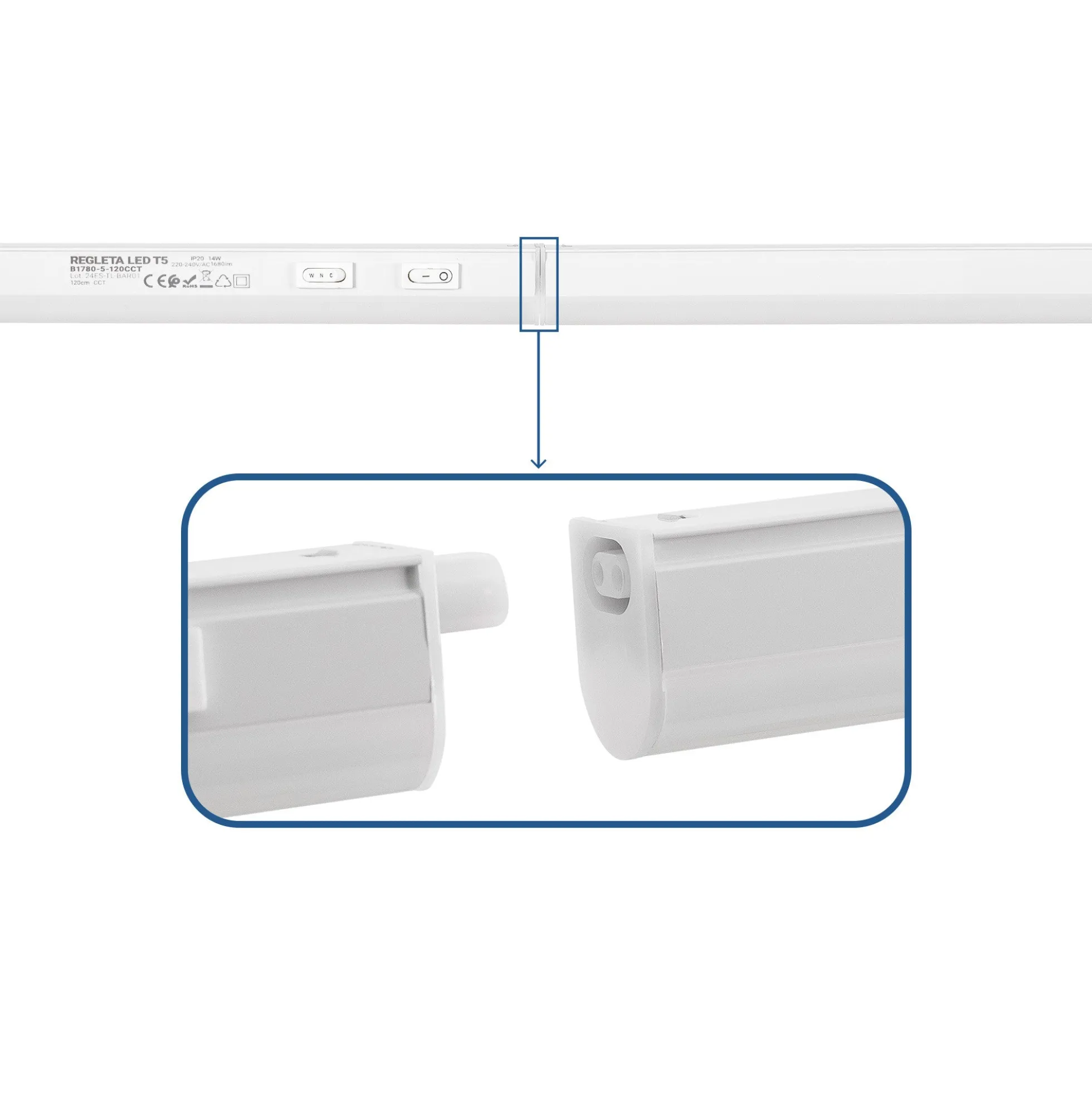 Regleta LED bajo mueble T5 - 14W - CCT - 120 cm - Opal