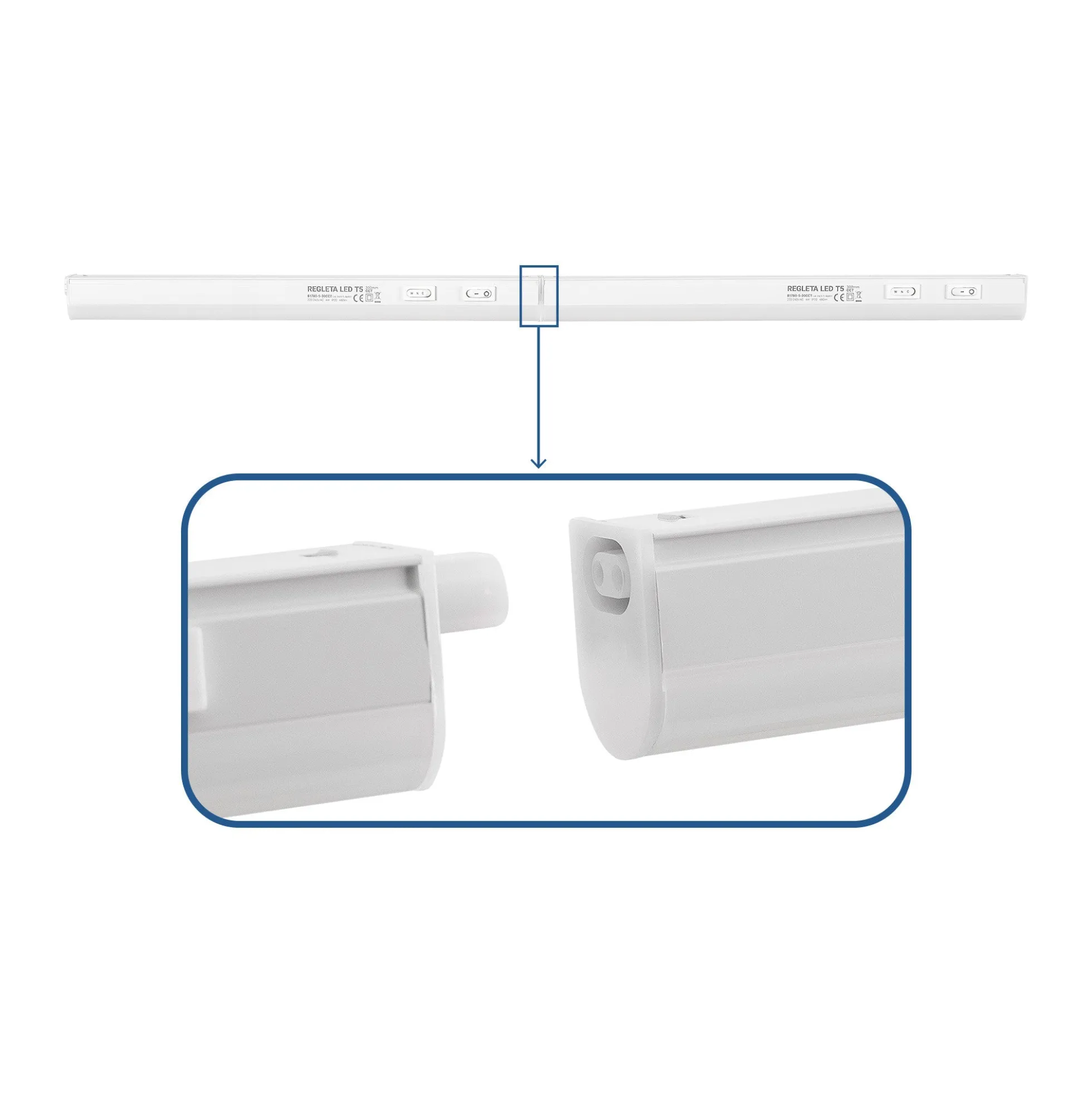 Regleta LED bajo mueble T5 - 4W - CCT - 30 cm - Opal