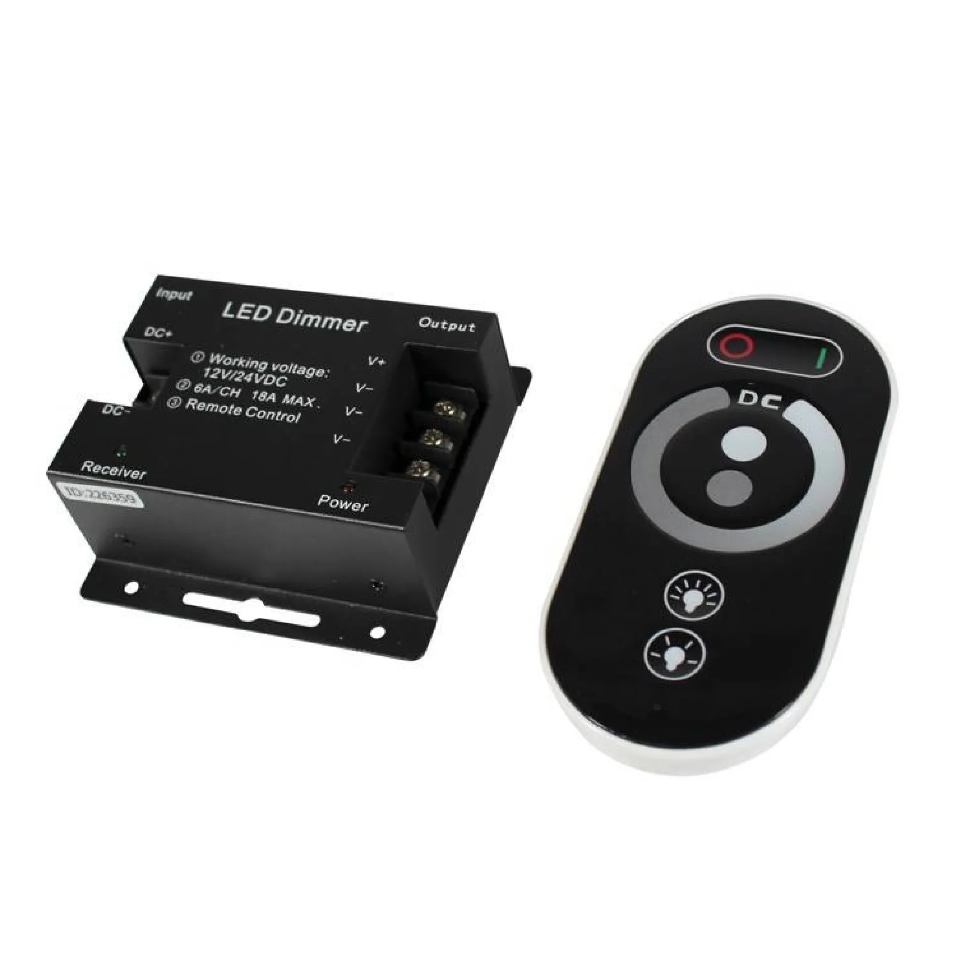 Regulador / dimmer con mando táctil RF para tira monocolor 12/24V 18A