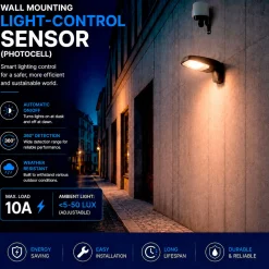 Sensor crepuscular de pared - 360º - 10A - IP66