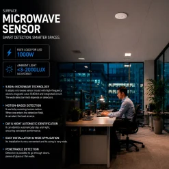 Sensor de movimiento microondas - Techos altos - 360º - 1000W - IP20