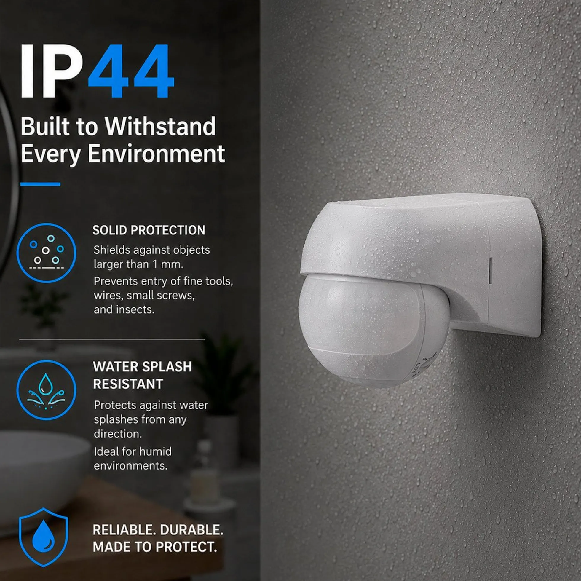 Sensor de movimiento PIR de pared - 180°/360° - 600W - IP44